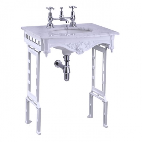 Carrara marble top & basin with white aluminium washstand